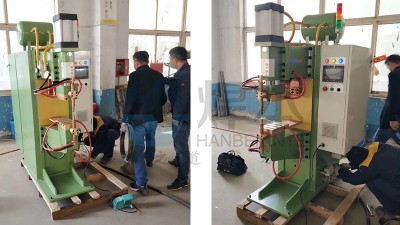 焊本為青島某公司調(diào)試并培訓(xùn)中頻點(diǎn)焊機(jī)